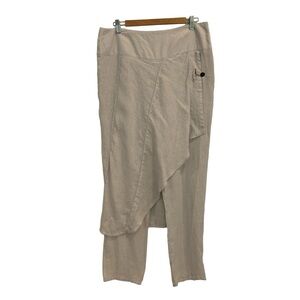 Sarah Pacini designer linen pants silver grey 100% linen made Italy asymmetric 3